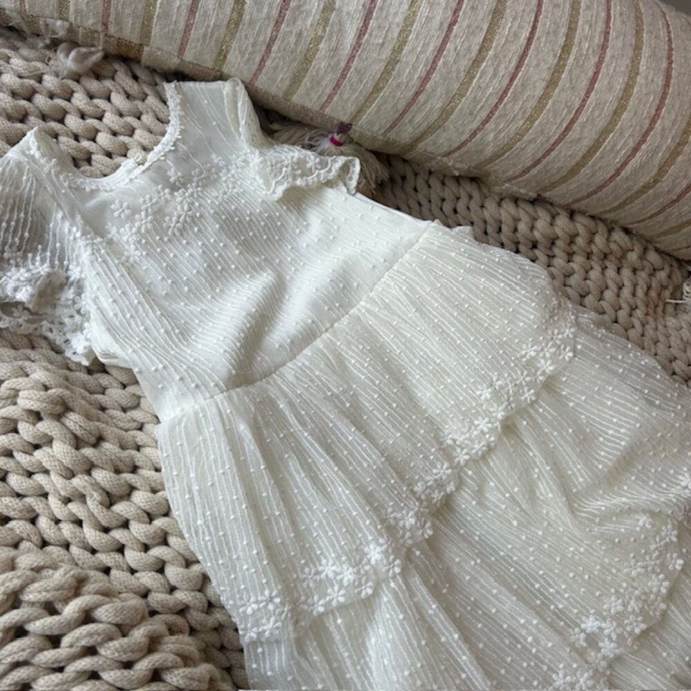 white flower girl dress